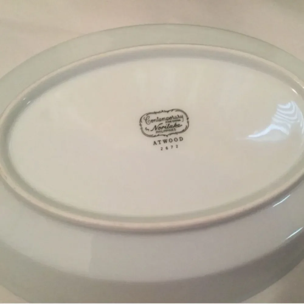 Noritake Atwood Pattern 2672 Platinum Green, Rust & Yellow Floral Pattern 45 pcs